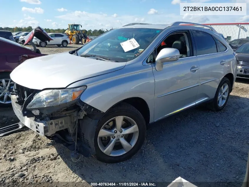 2012 Lexus Rx 350 VIN: 2T2BK1BA0CC137461 Lot: 40763484