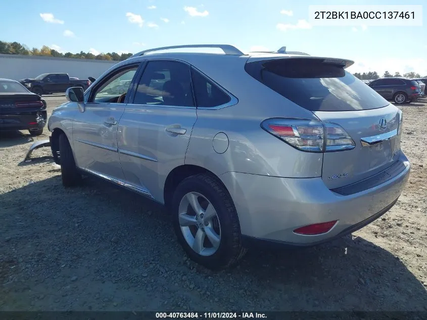 2012 Lexus Rx 350 VIN: 2T2BK1BA0CC137461 Lot: 40763484