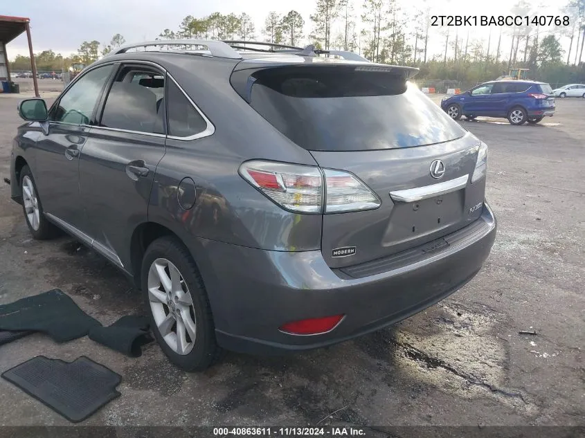 2012 Lexus Rx 350 VIN: 2T2BK1BA8CC140768 Lot: 40863611