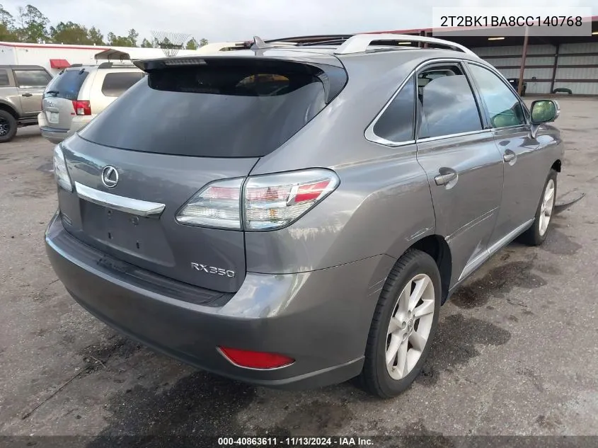 2012 Lexus Rx 350 VIN: 2T2BK1BA8CC140768 Lot: 40863611