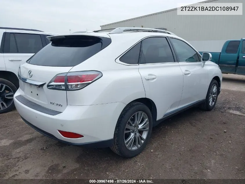 2013 Lexus Rx 350 VIN: 2T2ZK1BA2DC108947 Lot: 39967498