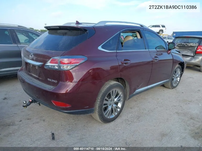 2013 Lexus Rx 350 VIN: 2T2ZK1BA9DC110386 Lot: 40114710