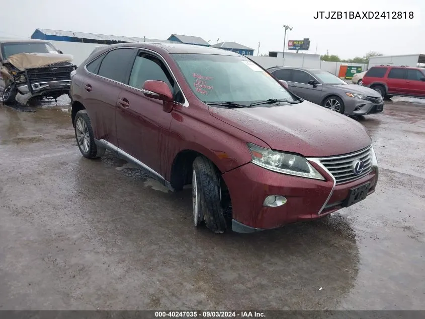 2013 Lexus Rx 450H VIN: JTJZB1BAXD2412818 Lot: 40247035