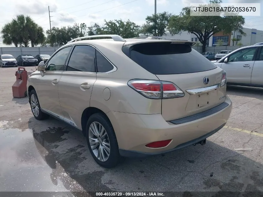 2013 Lexus Rx 450H 450 VIN: JTJBC1BA7D2053670 Lot: 40335720