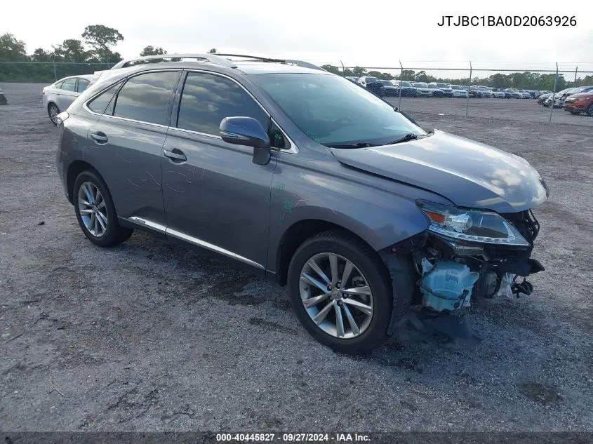 2013 Lexus Rx 450H 450 VIN: JTJBC1BA0D2063926 Lot: 40445827