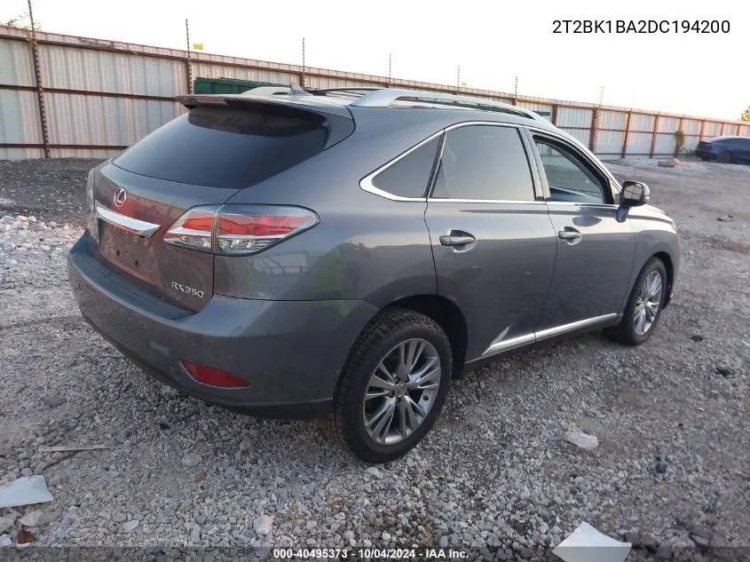 2013 Lexus Rx 350 VIN: 2T2BK1BA2DC194200 Lot: 40495373