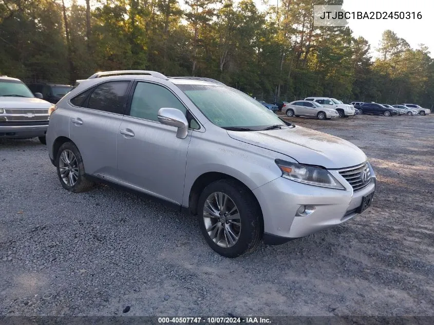 2013 Lexus Rx 450H VIN: JTJBC1BA2D2450316 Lot: 40507747