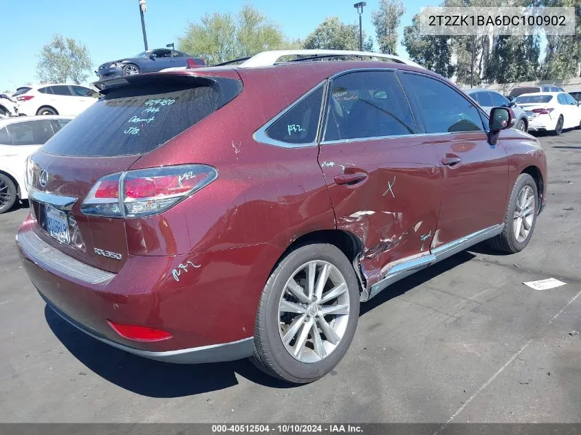 2013 Lexus Rx 350 VIN: 2T2ZK1BA6DC100902 Lot: 40512504