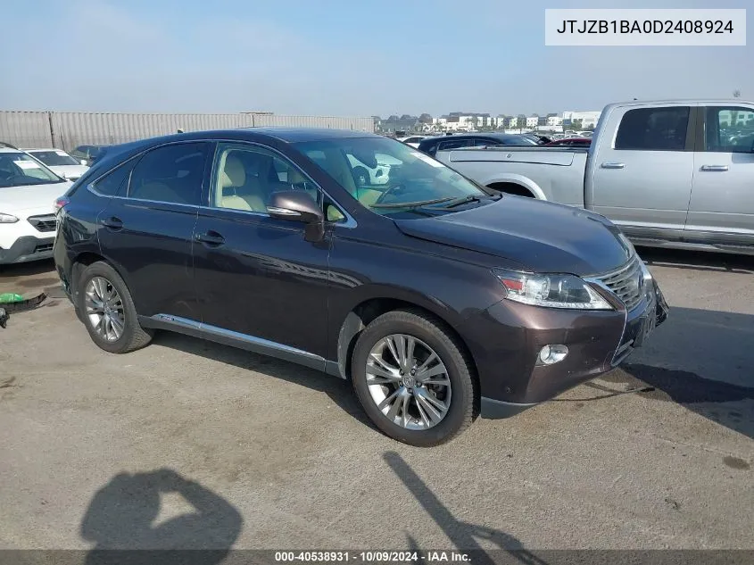 2013 Lexus Rx 450H 450 VIN: JTJZB1BA0D2408924 Lot: 40538931