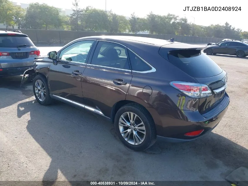 2013 Lexus Rx 450H 450 VIN: JTJZB1BA0D2408924 Lot: 40538931