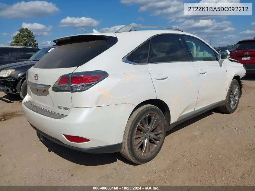 2013 Lexus Rx 350 VIN: 2T2ZK1BA5DC092212 Lot: 40650168