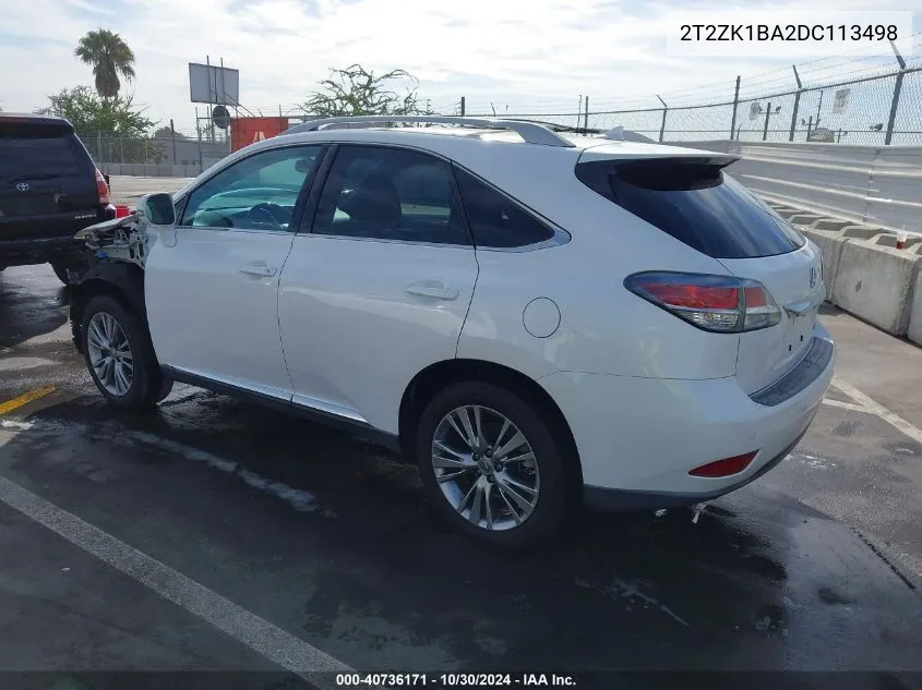 2013 Lexus Rx 350 VIN: 2T2ZK1BA2DC113498 Lot: 40736171