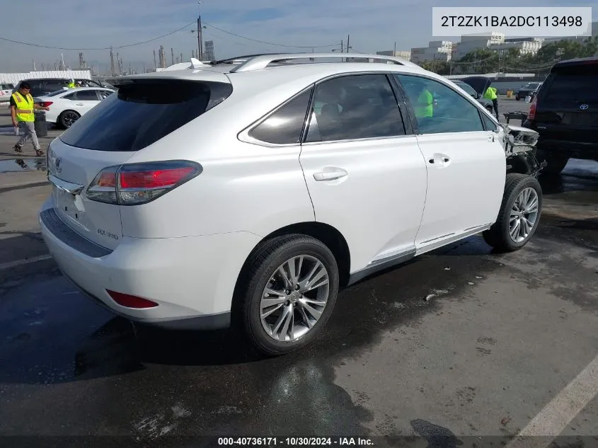 2013 Lexus Rx 350 VIN: 2T2ZK1BA2DC113498 Lot: 40736171