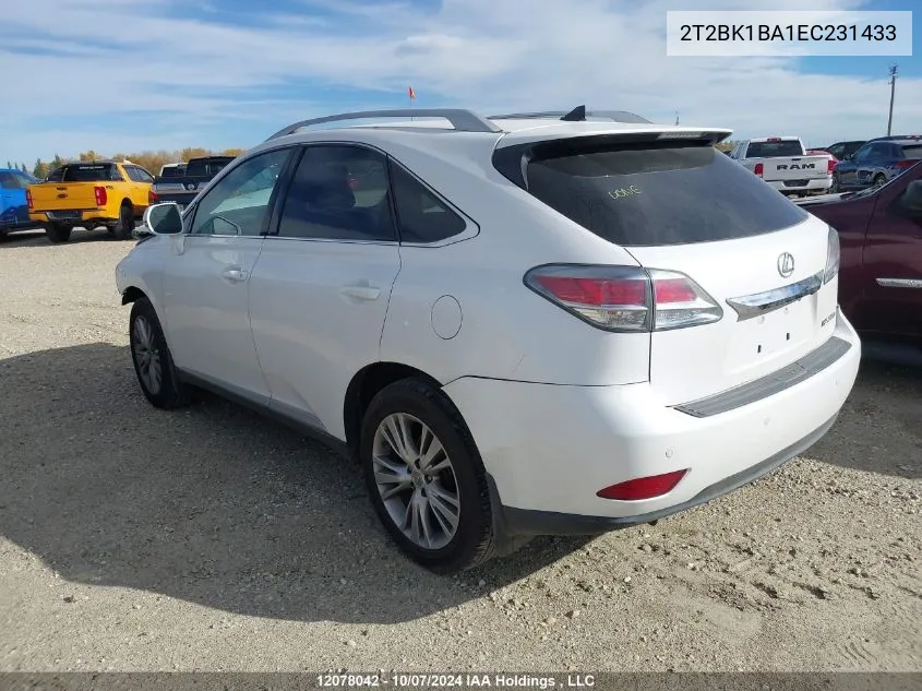 2014 Lexus Rx 350/Base/F Sport VIN: 2T2BK1BA1EC231433 Lot: 12078042