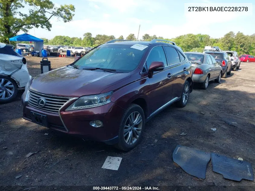 2014 Lexus Rx 350 VIN: 2T2BK1BA0EC228278 Lot: 39443772