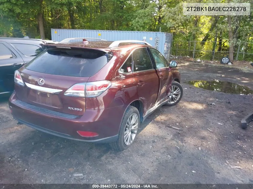 2014 Lexus Rx 350 VIN: 2T2BK1BA0EC228278 Lot: 39443772