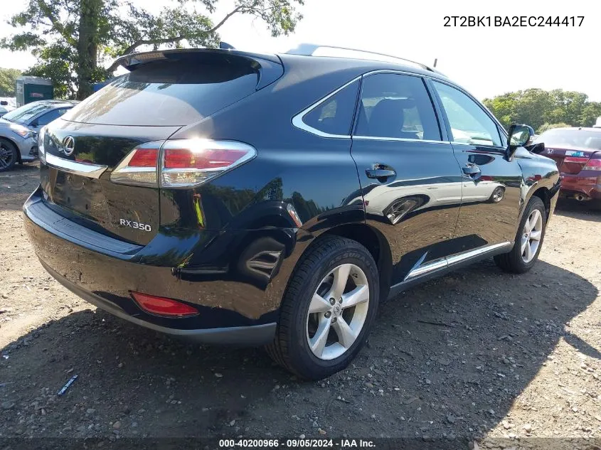 2014 Lexus Rx 350 VIN: 2T2BK1BA2EC244417 Lot: 40200966