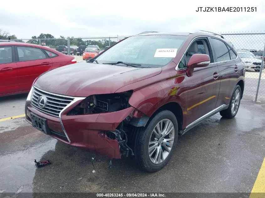 2014 Lexus Rx 350 VIN: JTJZK1BA4E2011251 Lot: 40263245