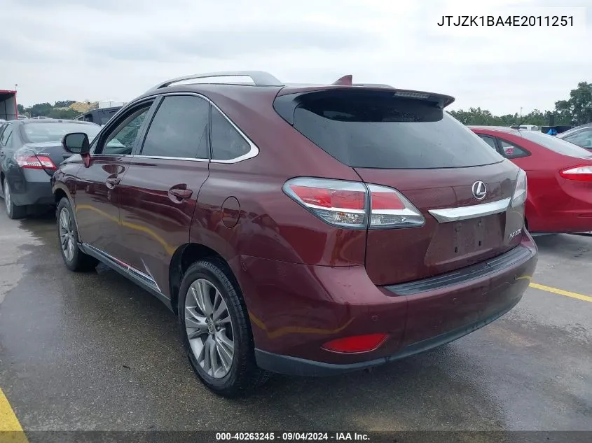 2014 Lexus Rx 350 VIN: JTJZK1BA4E2011251 Lot: 40263245