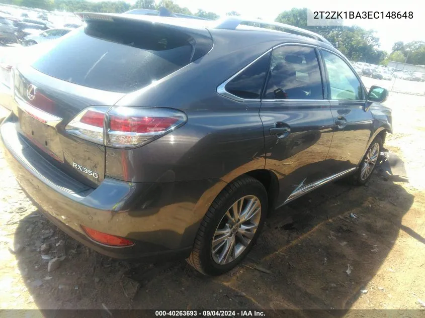 2014 Lexus Rx 350 VIN: 2T2ZK1BA3EC148648 Lot: 40263693