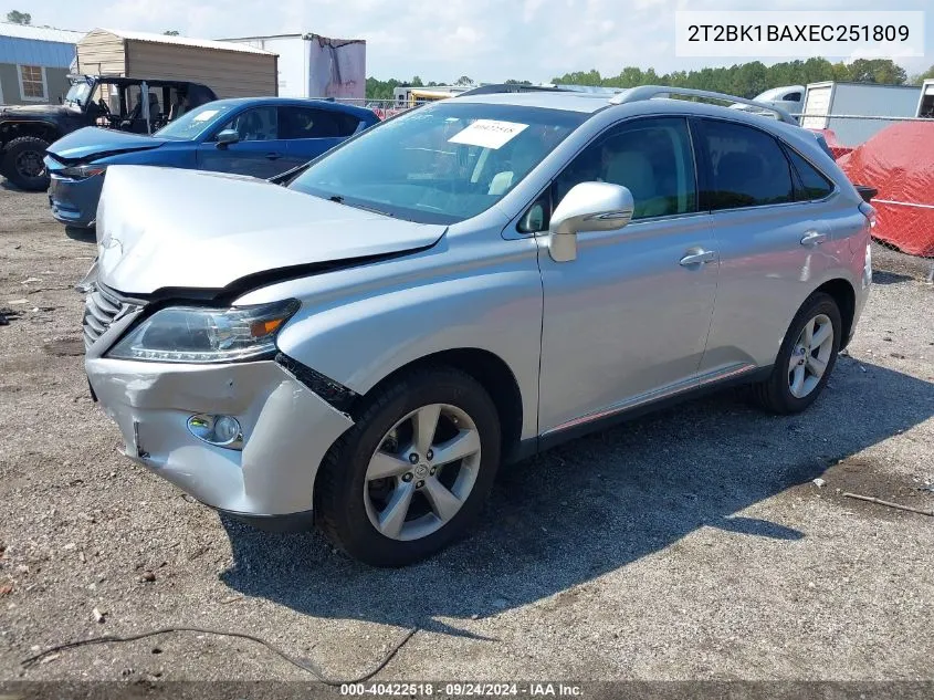 2014 Lexus Rx 350 350/Base/F Sport VIN: 2T2BK1BAXEC251809 Lot: 40422518