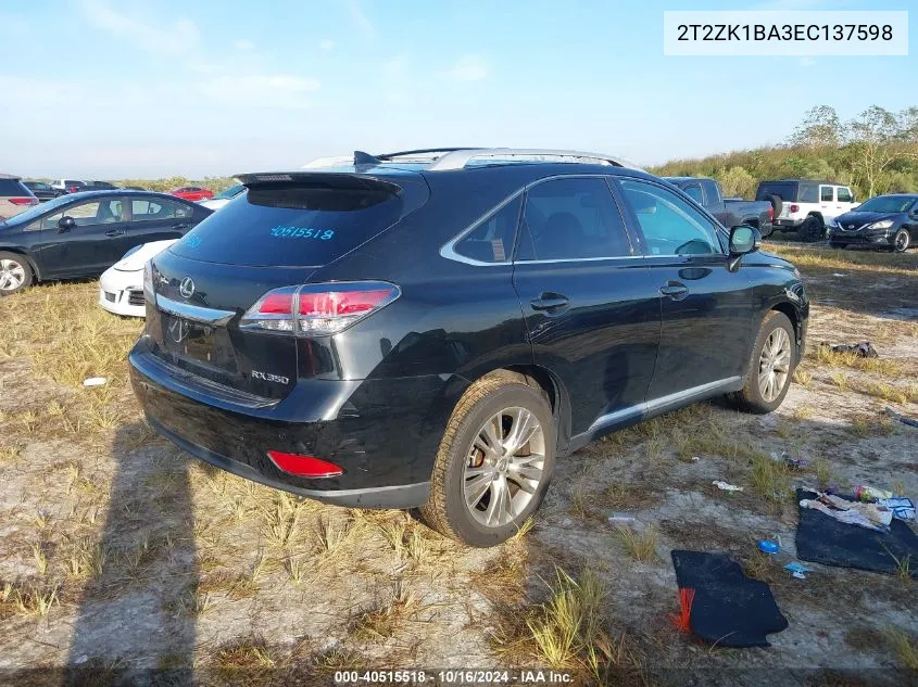 2014 Lexus Rx 350 VIN: 2T2ZK1BA3EC137598 Lot: 40515518