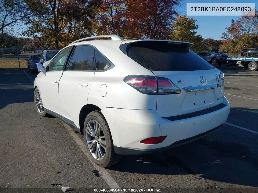 2014 Lexus Rx 350 VIN: 2T2BK1BA0EC248093 Lot: 40634584