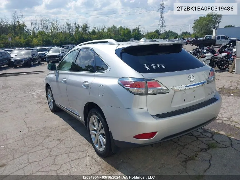 2015 Lexus Rx 350/Base/F Sport VIN: 2T2BK1BA0FC319486 Lot: 12094904