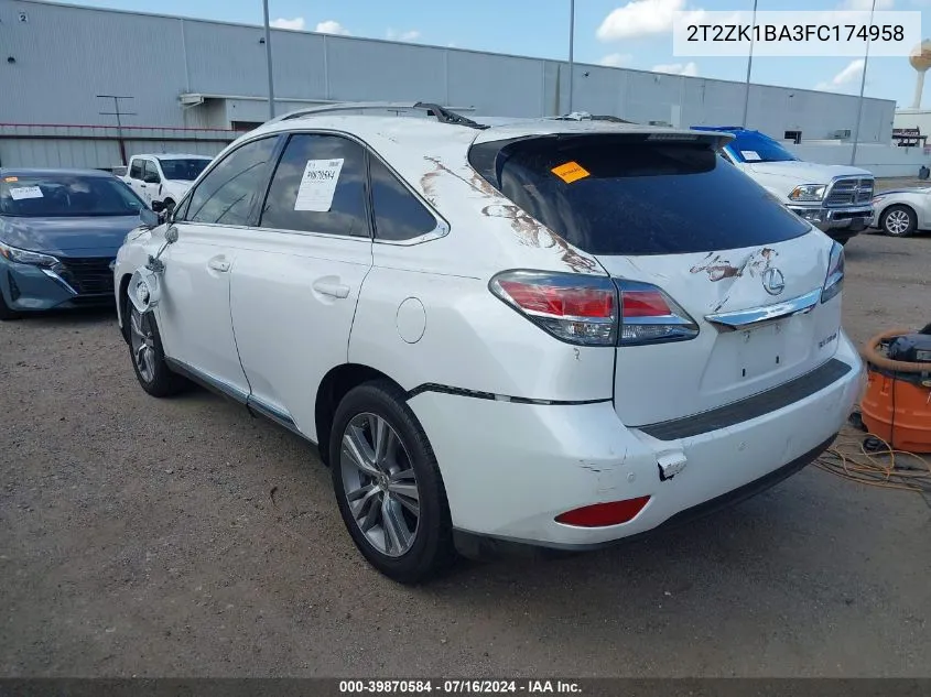 2015 Lexus Rx 350 VIN: 2T2ZK1BA3FC174958 Lot: 39870584