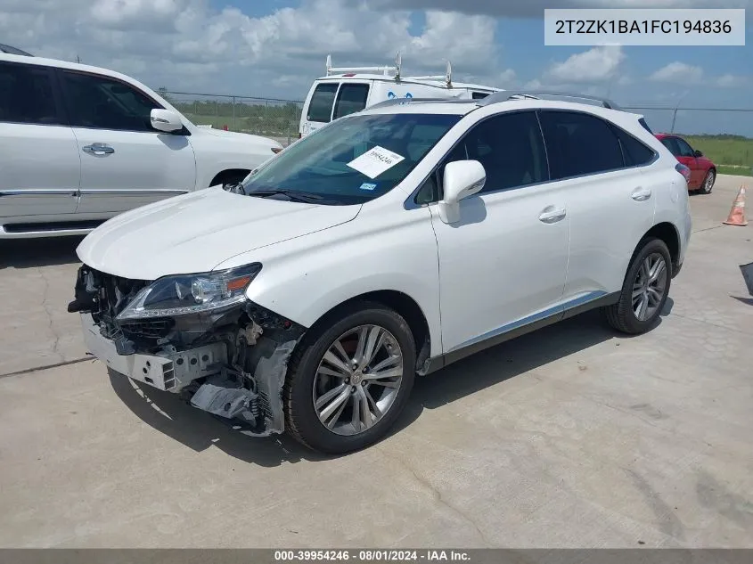 2T2ZK1BA1FC194836 2015 Lexus Rx 350