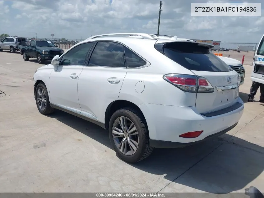 2015 Lexus Rx 350 VIN: 2T2ZK1BA1FC194836 Lot: 39954246