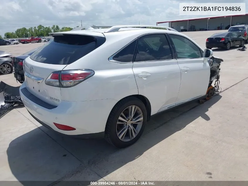 2015 Lexus Rx 350 VIN: 2T2ZK1BA1FC194836 Lot: 39954246