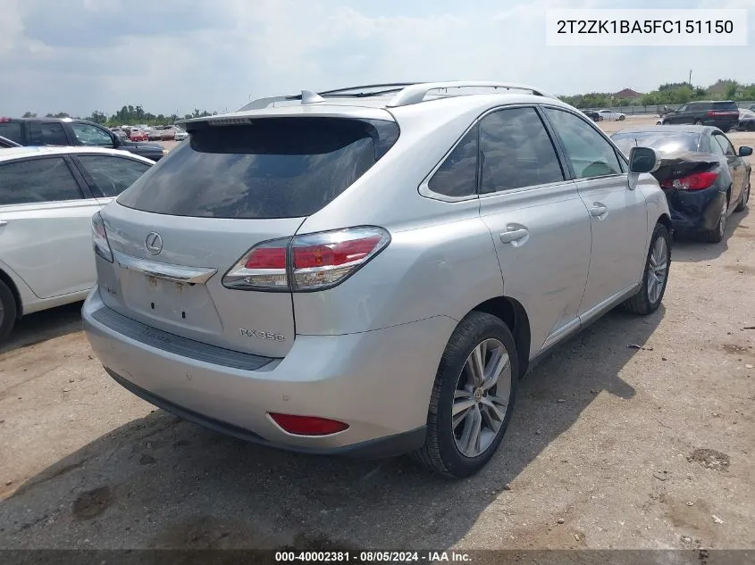 2015 Lexus Rx 350 VIN: 2T2ZK1BA5FC151150 Lot: 40002381