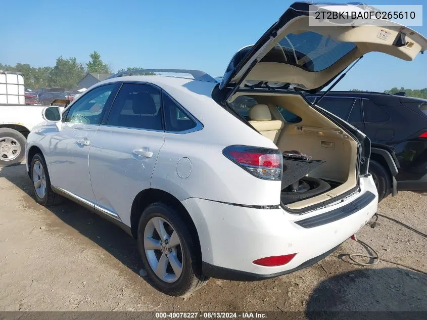 2015 Lexus Rx 350 VIN: 2T2BK1BA0FC265610 Lot: 40078227