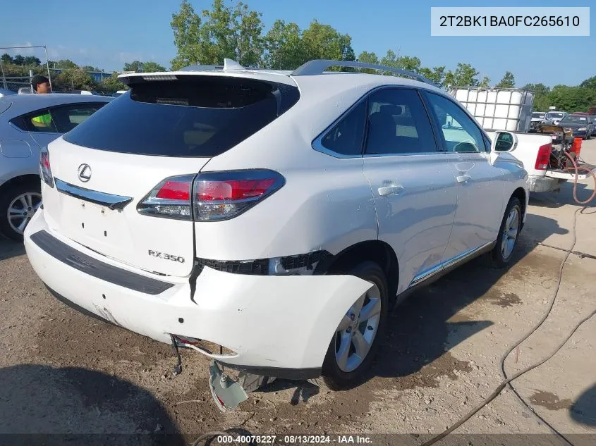 2015 Lexus Rx 350 VIN: 2T2BK1BA0FC265610 Lot: 40078227