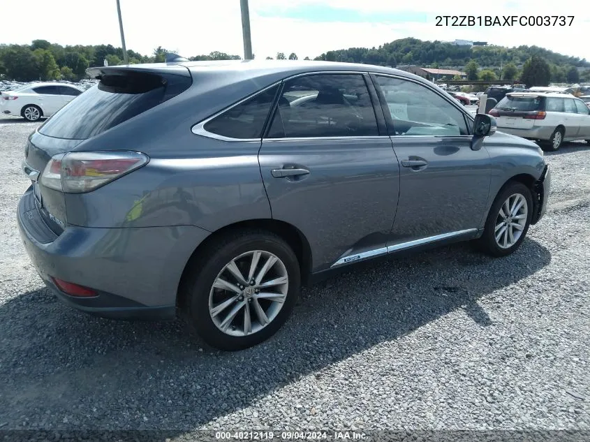 2015 Lexus Rx 450H VIN: 2T2ZB1BAXFC003737 Lot: 40212119