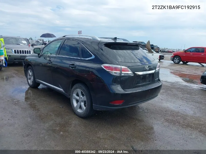 2015 Lexus Rx 350 VIN: 2T2ZK1BA9FC192915 Lot: 40358342