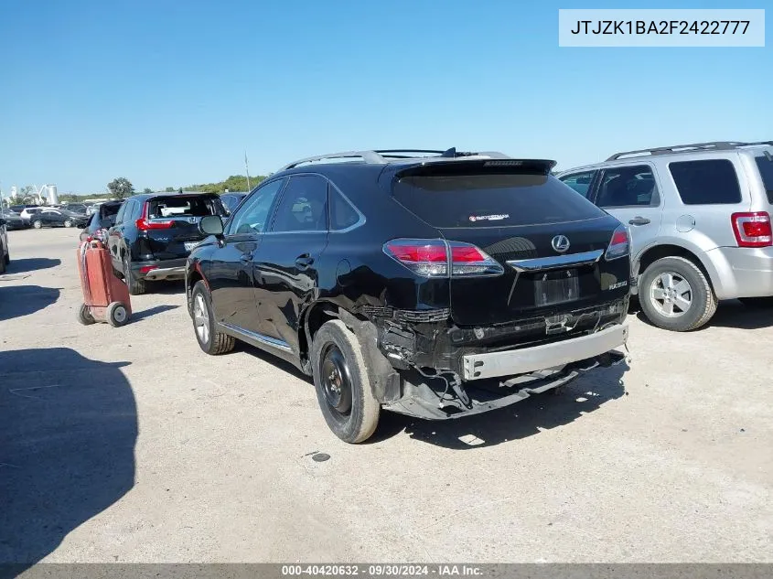 2015 Lexus Rx 350 VIN: JTJZK1BA2F2422777 Lot: 40420632