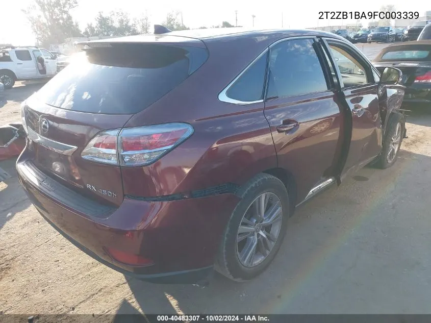 2015 Lexus Rx 450H VIN: 2T2ZB1BA9FC003339 Lot: 40483307