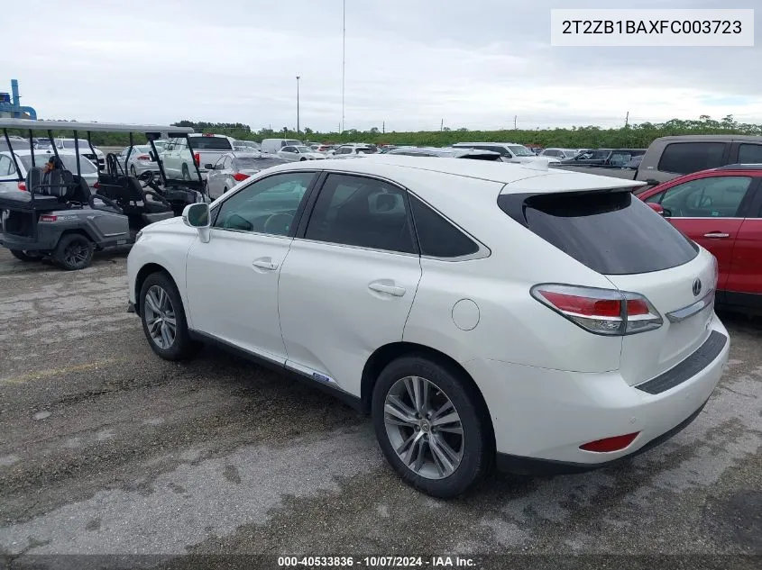 2015 Lexus Rx 450H VIN: 2T2ZB1BAXFC003723 Lot: 40533836