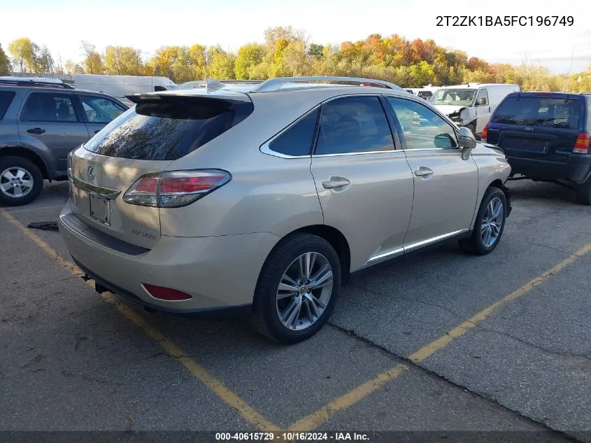 2015 Lexus Rx 350 VIN: 2T2ZK1BA5FC196749 Lot: 40615729