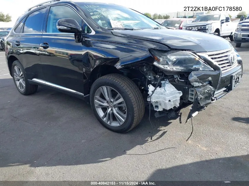 2015 Lexus Rx 350 VIN: 2T2ZK1BA0FC178580 Lot: 40842153