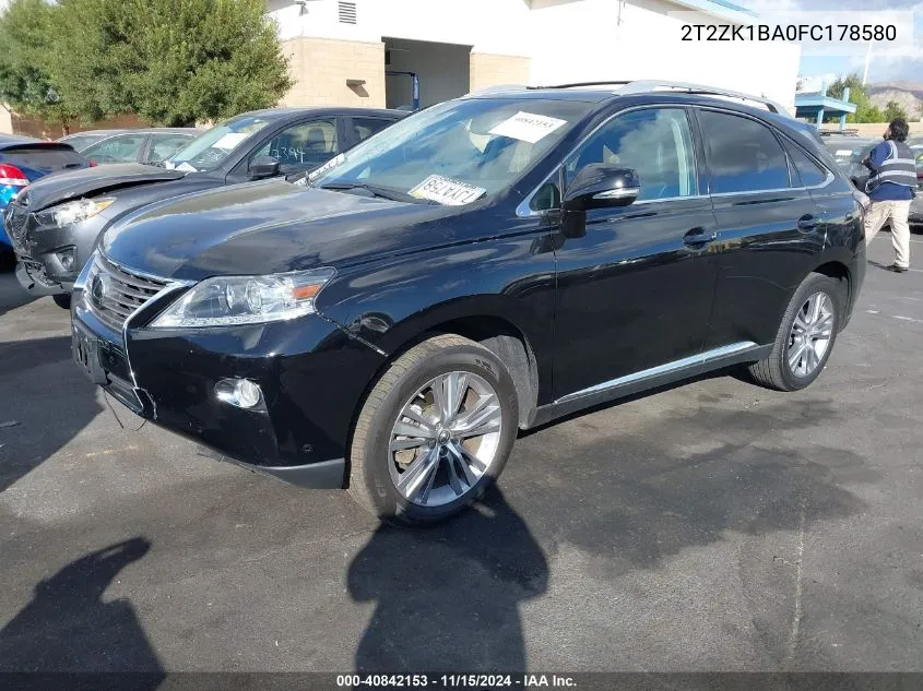 2015 Lexus Rx 350 VIN: 2T2ZK1BA0FC178580 Lot: 40842153