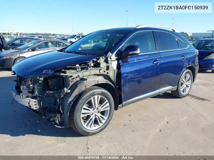 2015 Lexus Rx 350 VIN: 2T2ZK1BA0FC150939 Lot: 40870759