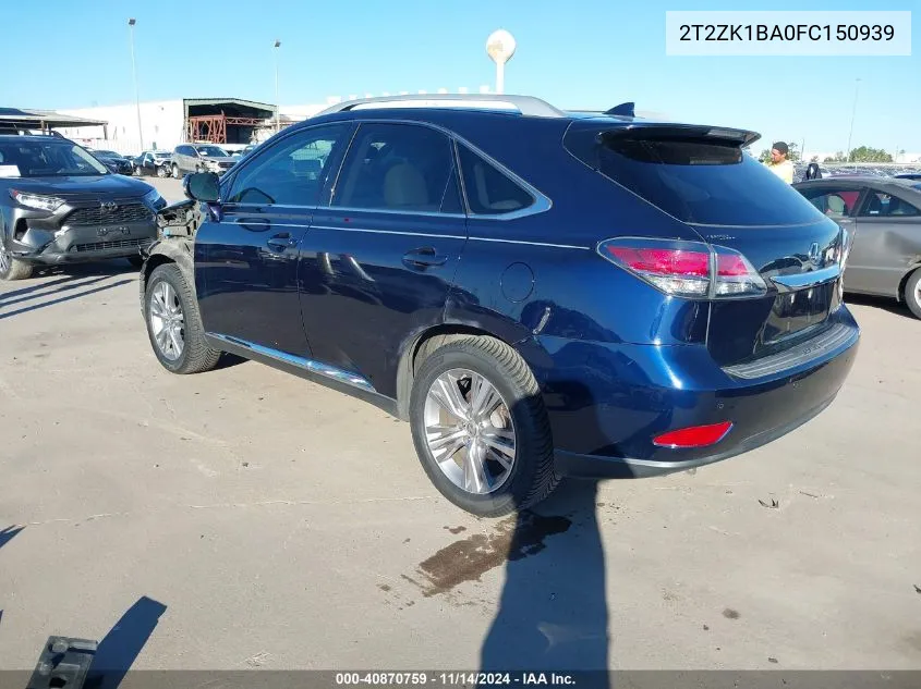 2015 Lexus Rx 350 VIN: 2T2ZK1BA0FC150939 Lot: 40870759