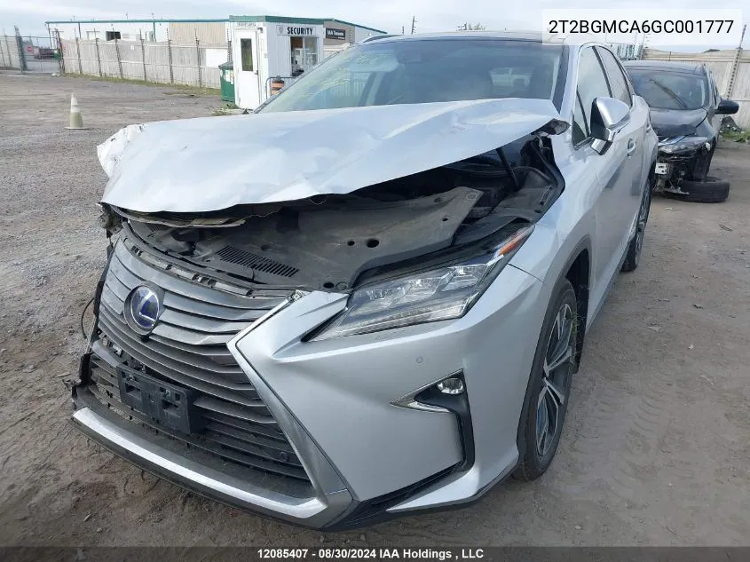 2016 Lexus Rx 450H/Base/F Sport VIN: 2T2BGMCA6GC001777 Lot: 12085407