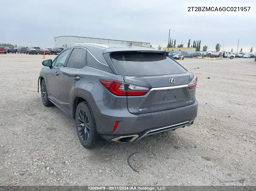 2016 Lexus Rx 350/Base/F Sport VIN: 2T2BZMCA6GC021957 Lot: 12089479