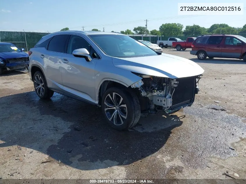 2016 Lexus Rx 350 VIN: 2T2BZMCA8GC012516 Lot: 39478703