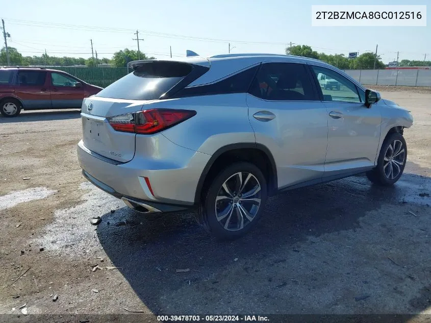 2016 Lexus Rx 350 VIN: 2T2BZMCA8GC012516 Lot: 39478703