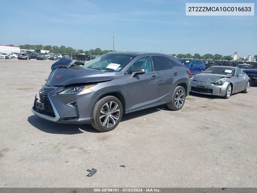 2016 Lexus Rx 350 VIN: 2T2ZZMCA1GC016633 Lot: 39796181